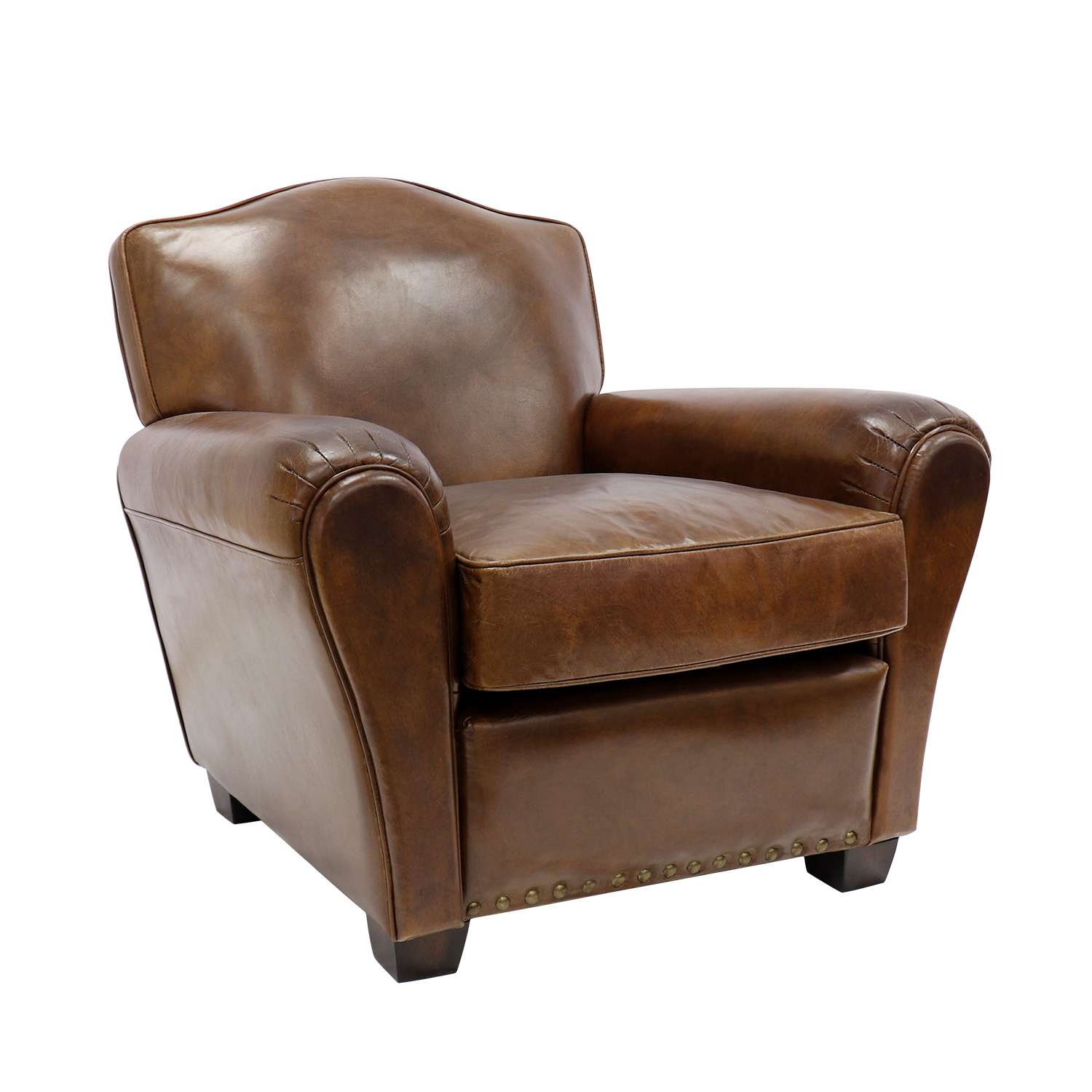 Brown Leather Wingback Chair Classic, Brown Leather Wingback Recliner Chair