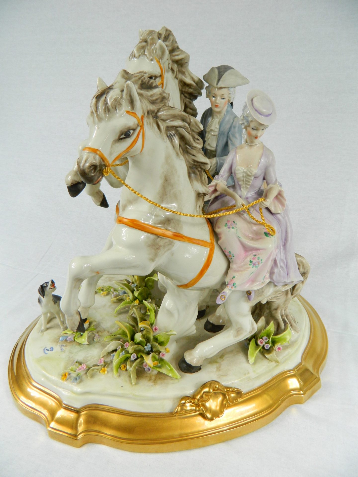 ROCKING HORSE Capodimonte White w Gold Guild Porcelain ITALY Artist ...