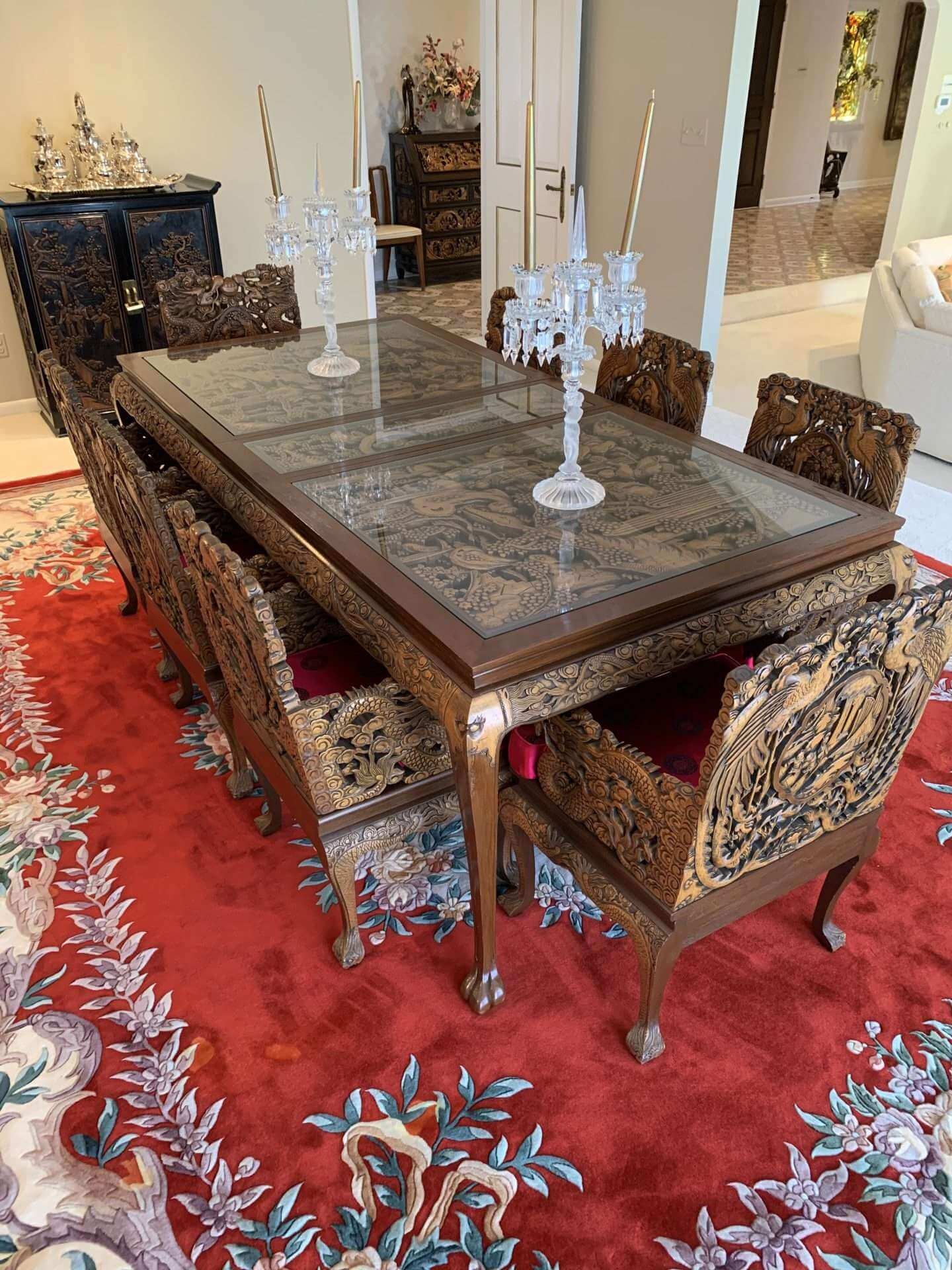 Chinese Carved Wood Dining Table And, Chinese Round Table Furniture