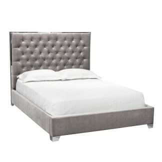 Kroma Grey Velvet Queen Bed