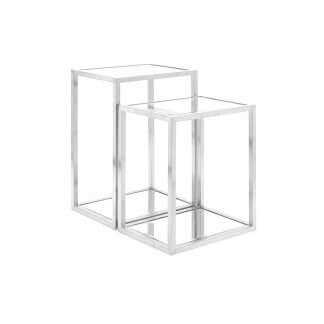 Multi-Level Polished Stainless Steel End Table