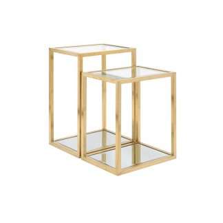 Multi-Level Brushed Gold End Table